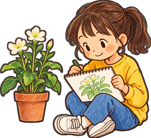 植物のスケッチの枠付き版