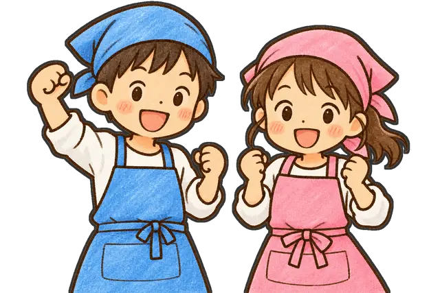エプロンと三角巾の枠付き版