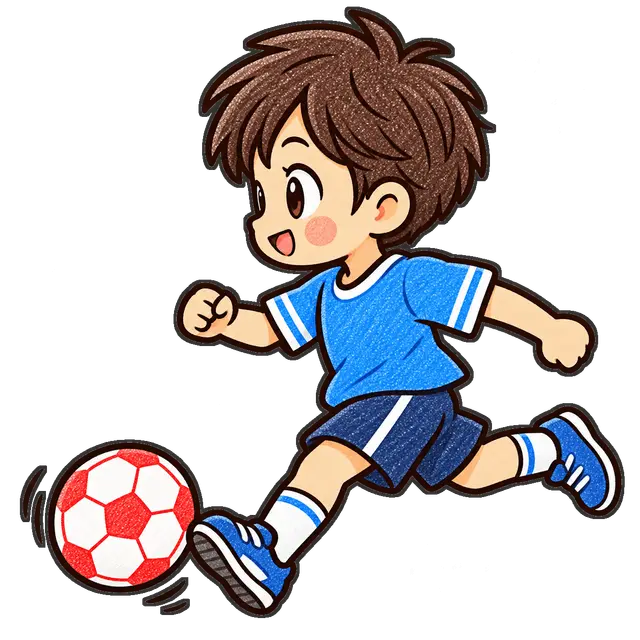 ボールを蹴る児童の枠付き版