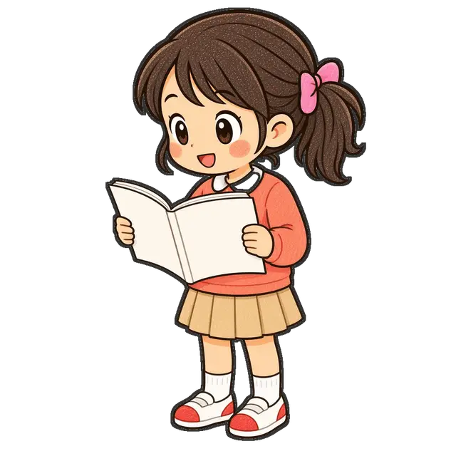 音読する女の子の枠付き版