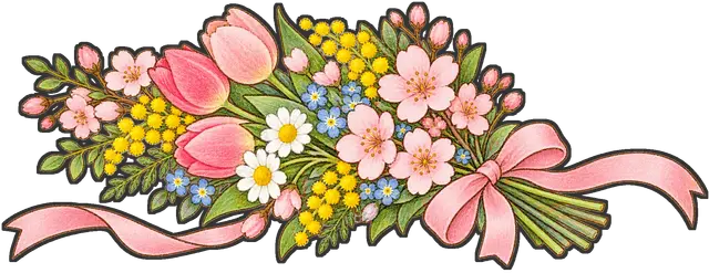 卒業の花束とリボンの枠付き版