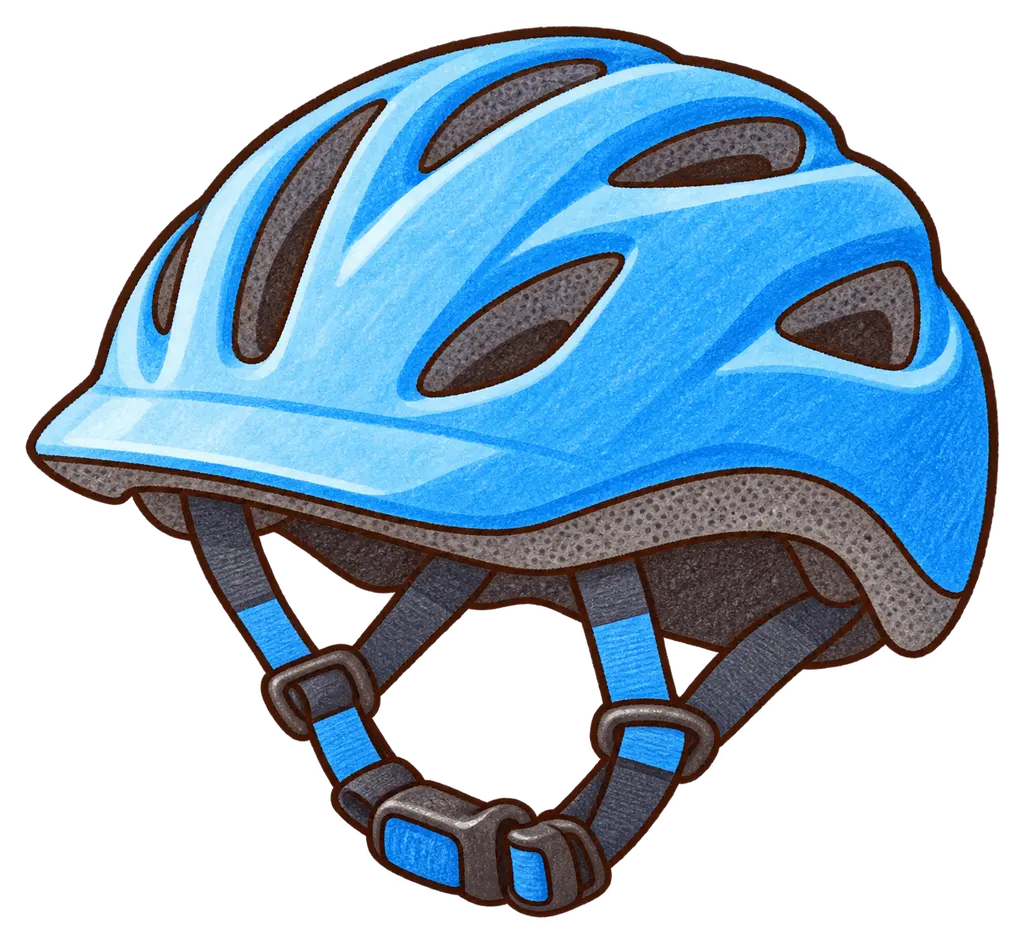 水彩の自転車用ヘルメット。学校だより向けフリー素材