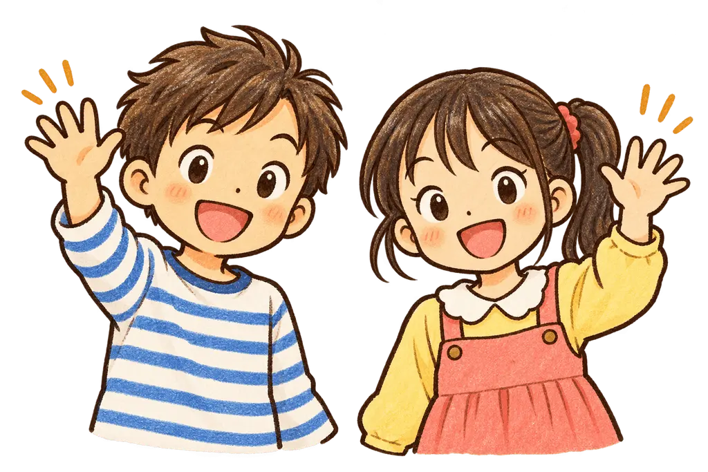 水彩の英語であいさつ。学校だより向けフリー素材