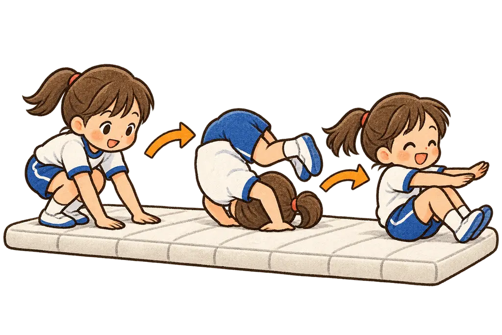水彩のマット運動。学校だより向けフリー素材
