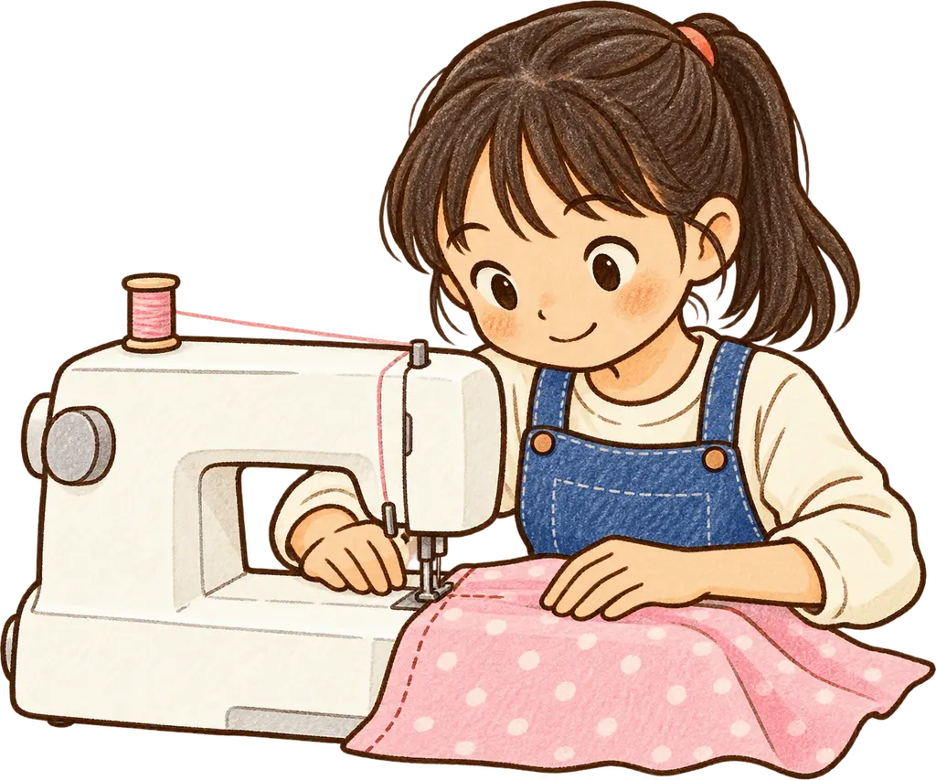 水彩のミシン。学校だより向けフリー素材