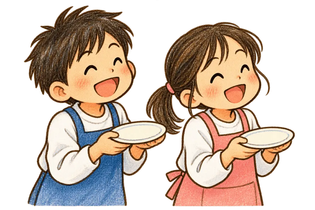 水彩のおかわりの列。学校だより向けフリー素材