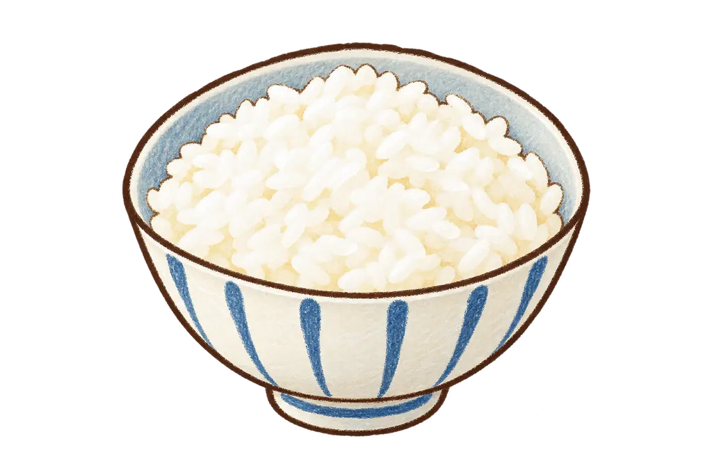 水彩のごはん茶碗。学校だより向けフリー素材