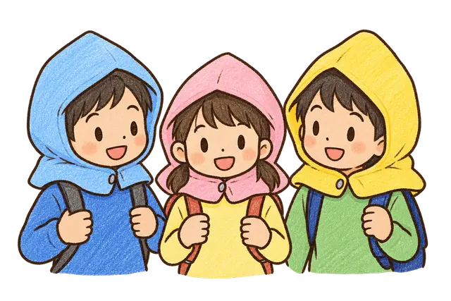 水彩の避難訓練の集合
