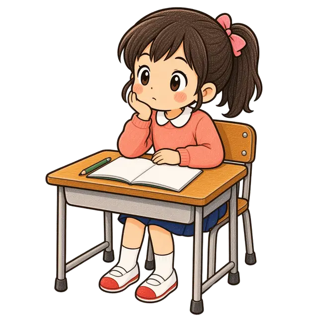 水彩の計算を考える女の子