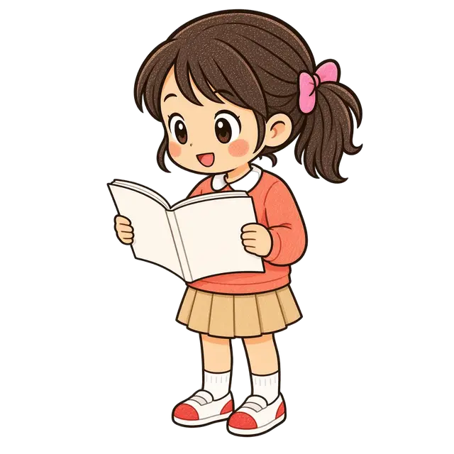 水彩の音読する女の子