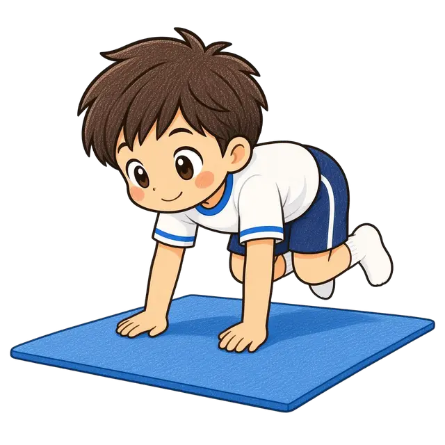 水彩のマット運動をする男の子