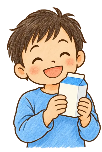 水彩の給食の牛乳パック